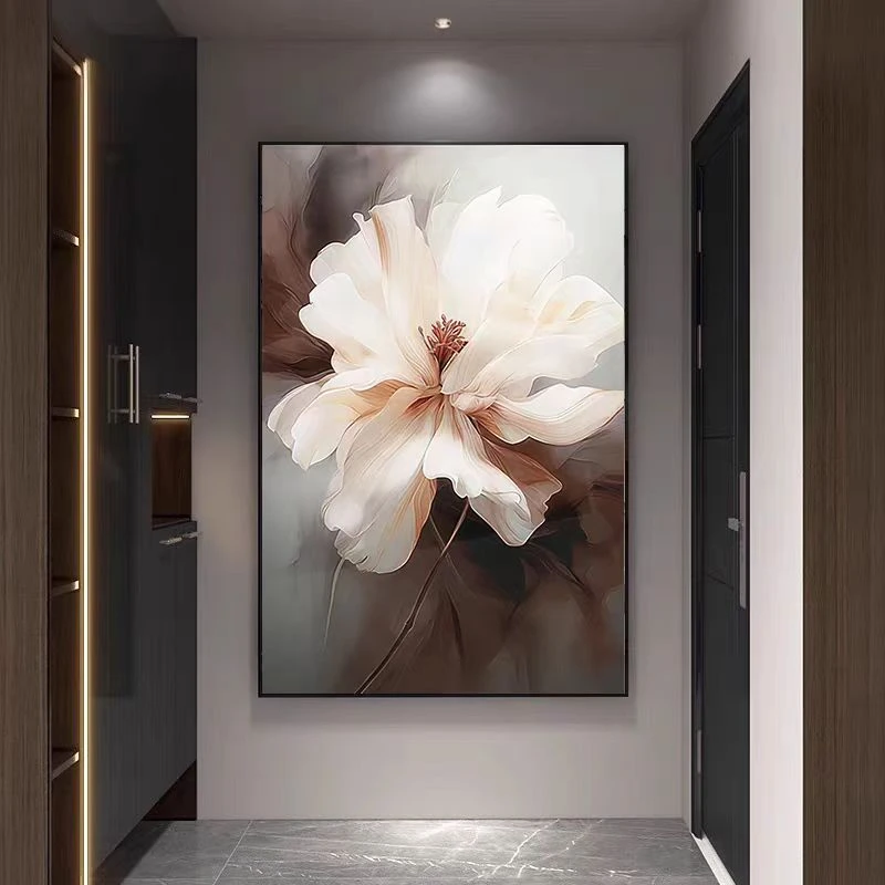 绽放芳华晶瓷哑光奶油风艺术玄关装饰画客厅沙发背景墙壁挂画