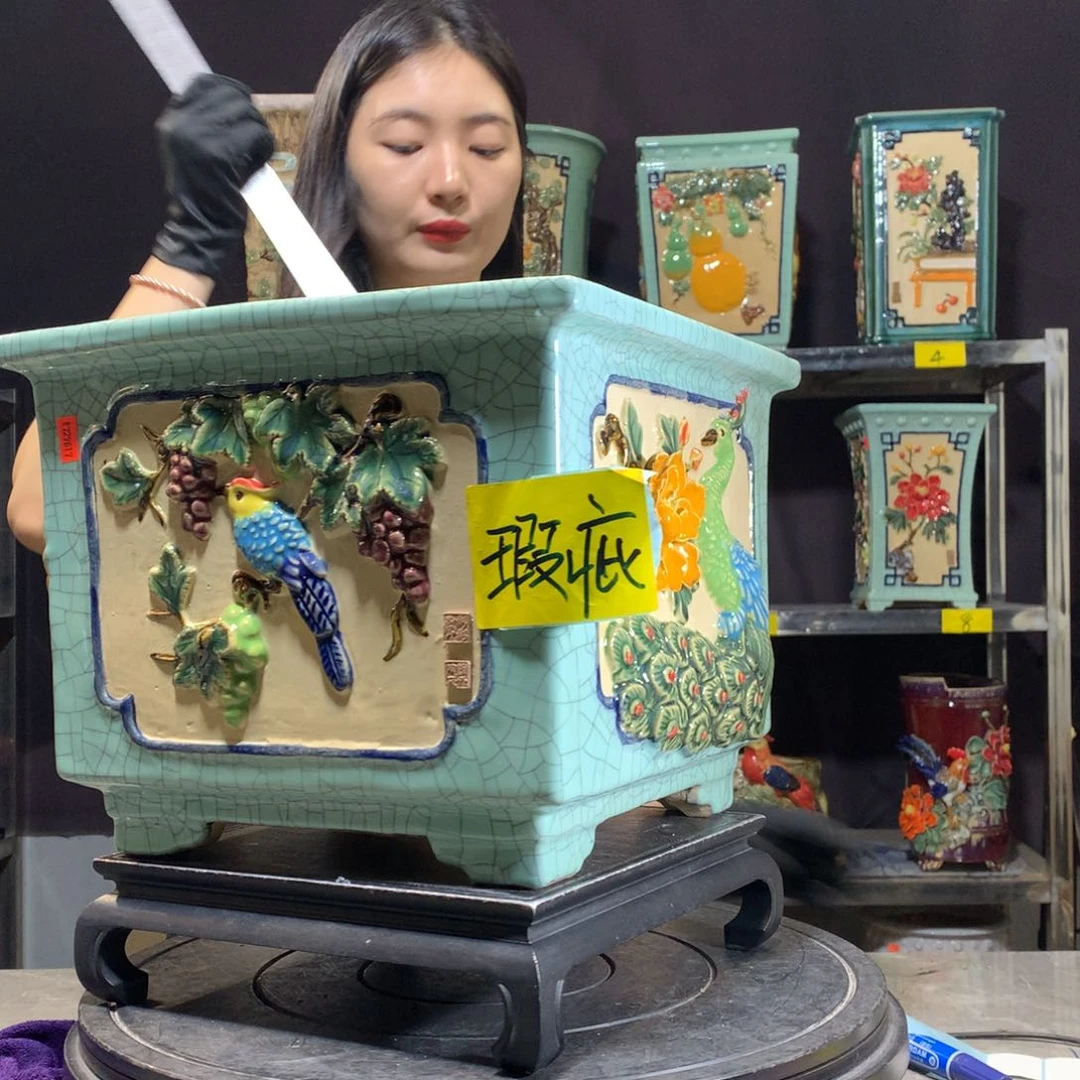 满***满瑕疵石湾盆盆景盆盆景盆