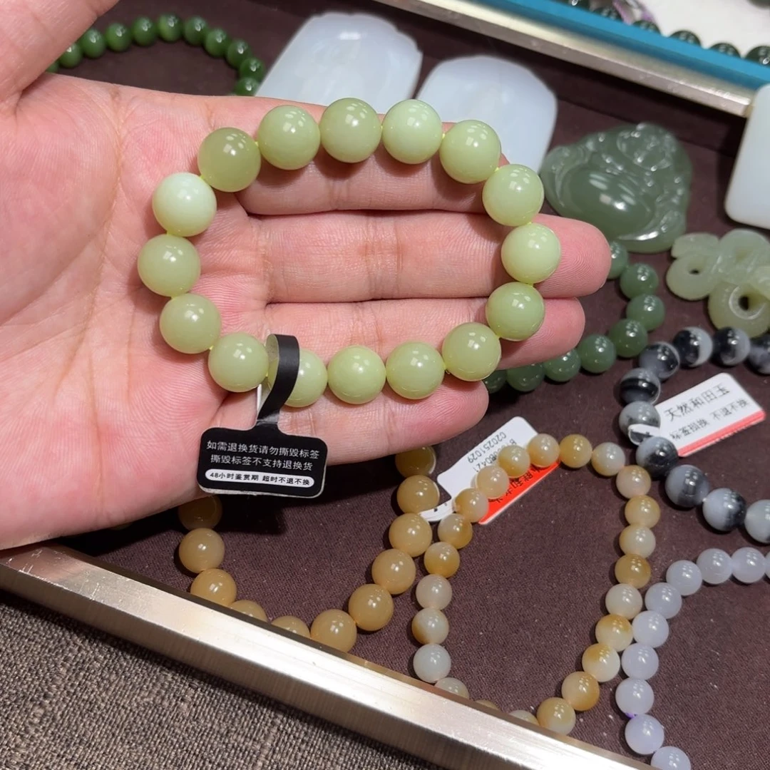 和田玉未镶嵌手串黄口12MM