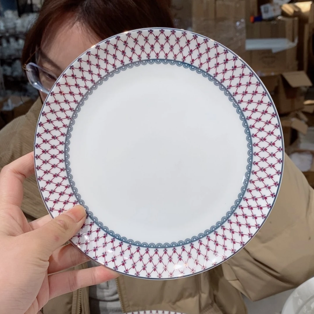 瓷高骨7英寸平盘18厘米4个外贸尾单