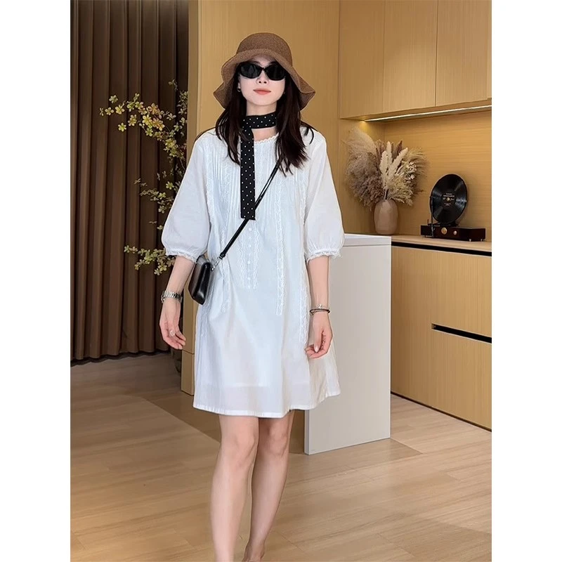 欧货高级感白色连衣裙女2025夏季新款小众气质设计休闲减龄娃娃裙