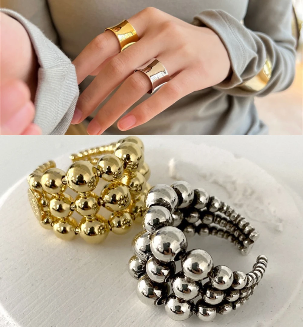 钛钢戒指 【婉君】欧美复古冷谈风简约不规则时尚戒指LWJ25A1S256