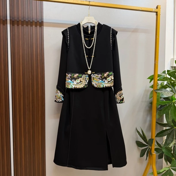 新款大码女装欧货时尚气质复古风马甲打底裙（可单拍）