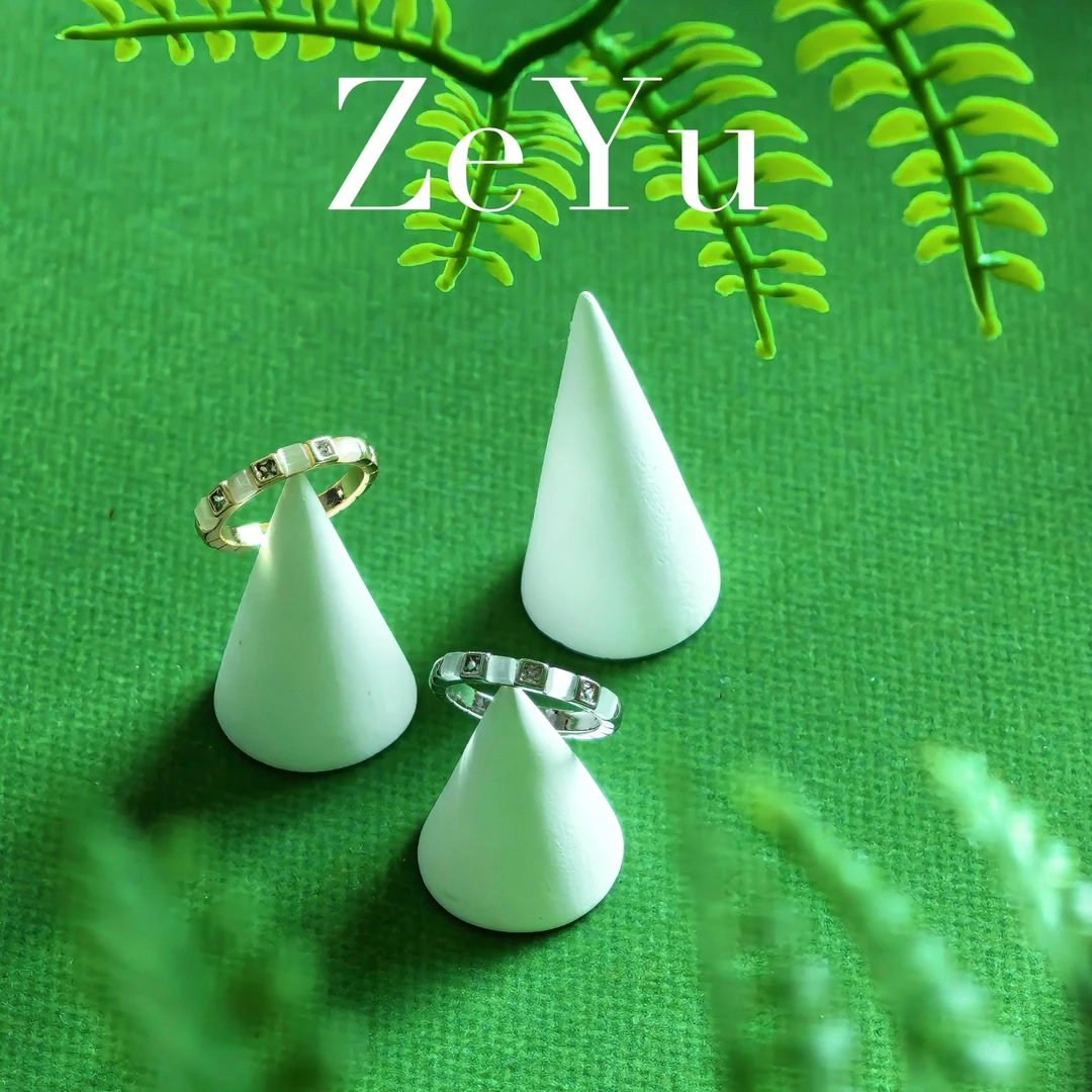 铜合金戒指 白魔方·锆石方糖母贝戒指小众设计开口戒