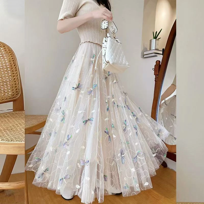 裙子（E51-E100）甜美清新蓬蓬显瘦高腰夏季网纱裙