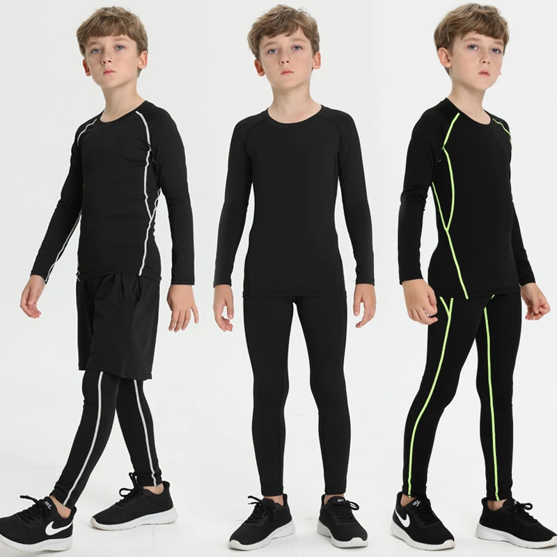 儿童篮球服打底紧身衣训练服男童足球跑步速衣内搭秋冬