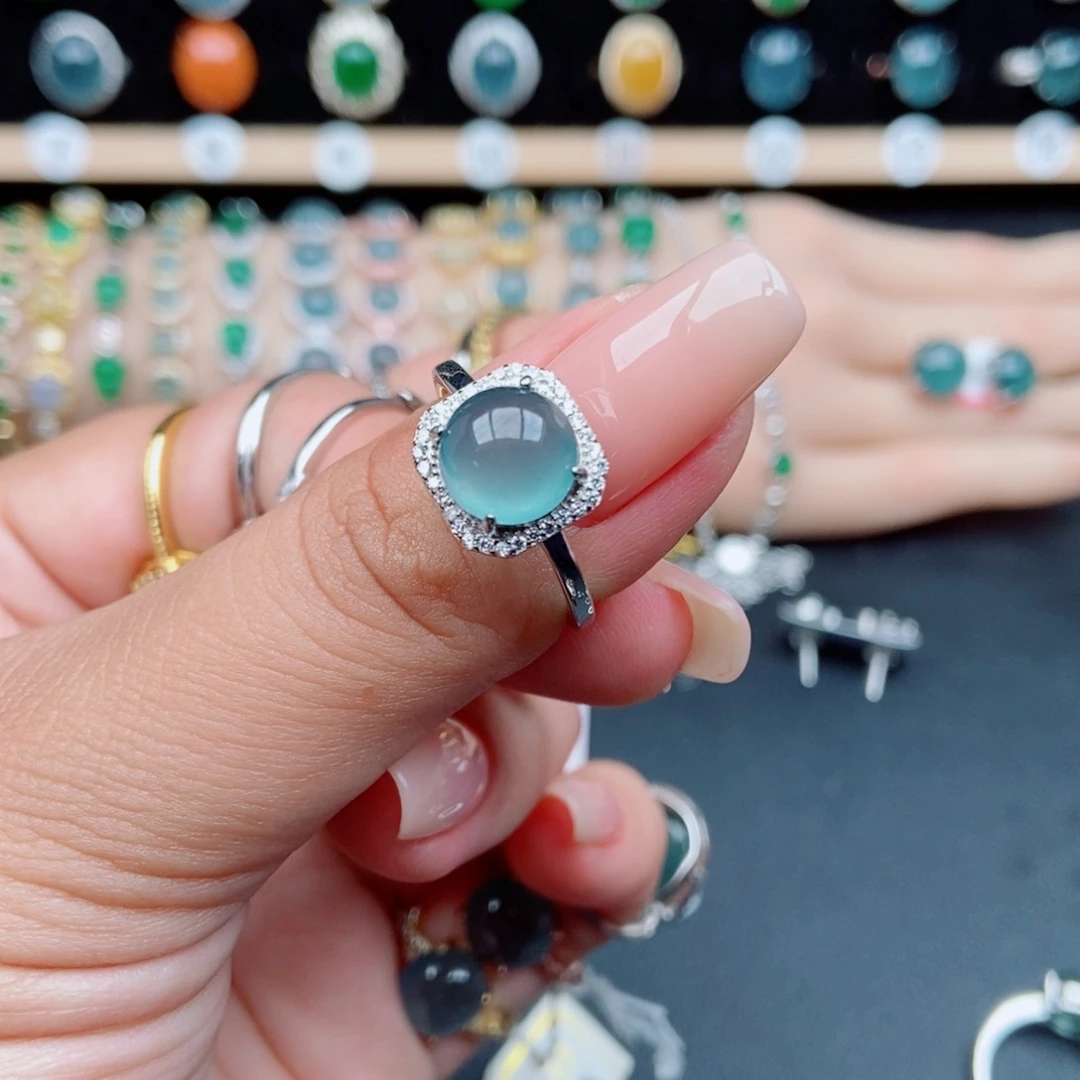 日***益翡翠银S925镶嵌戒指