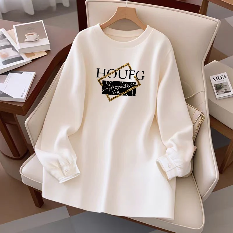 白色打底衫T恤鲨鱼裤的搭配上衣遮屁股中长款女秋冬内搭2025新款