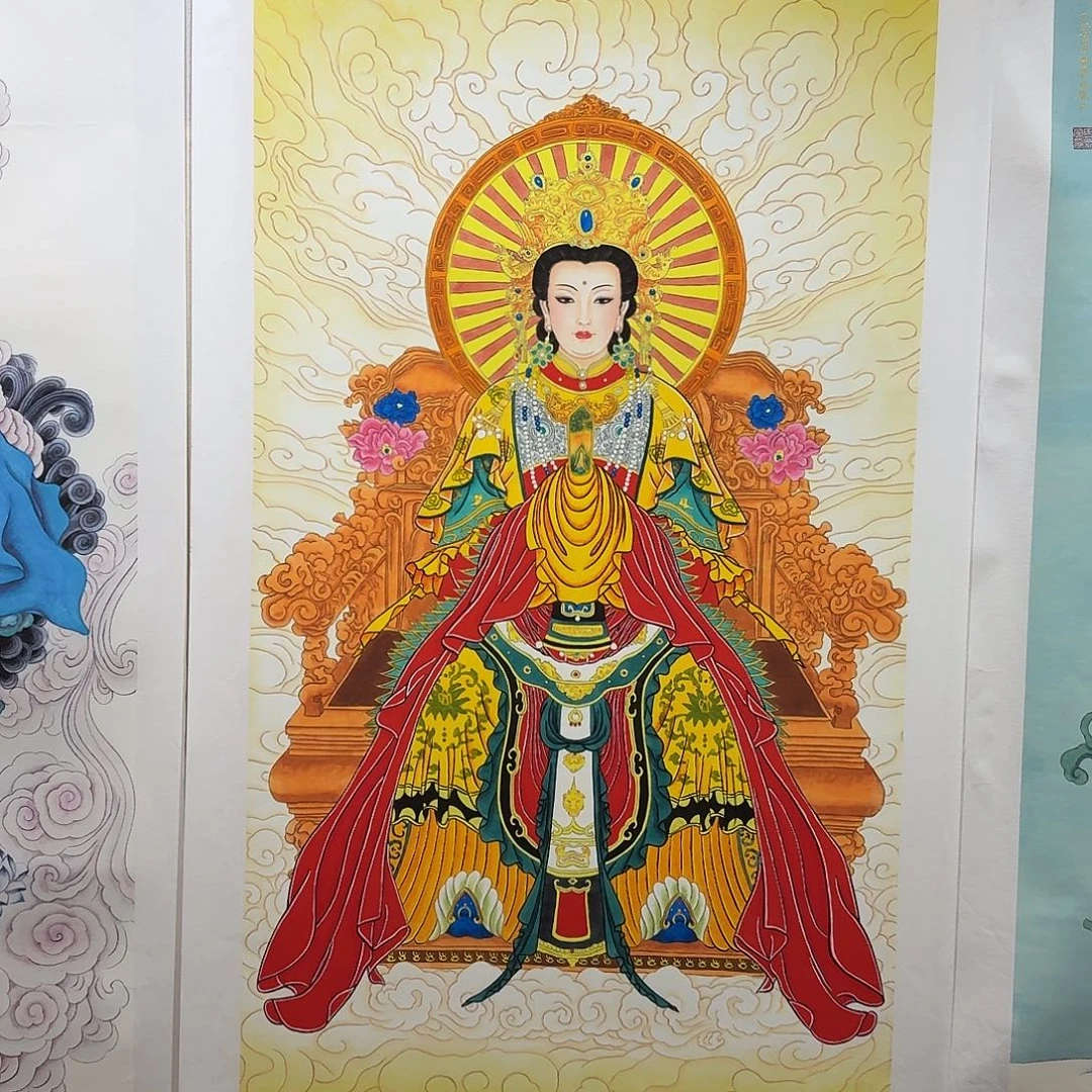 L***X国画碧霞元君一副作品带装裱