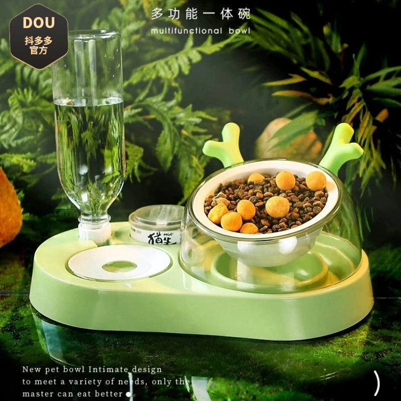 猫碗陶瓷双碗自动饮水狗食盆泰迪饭盆宠物喝水狗狗喂食器猫咪用品