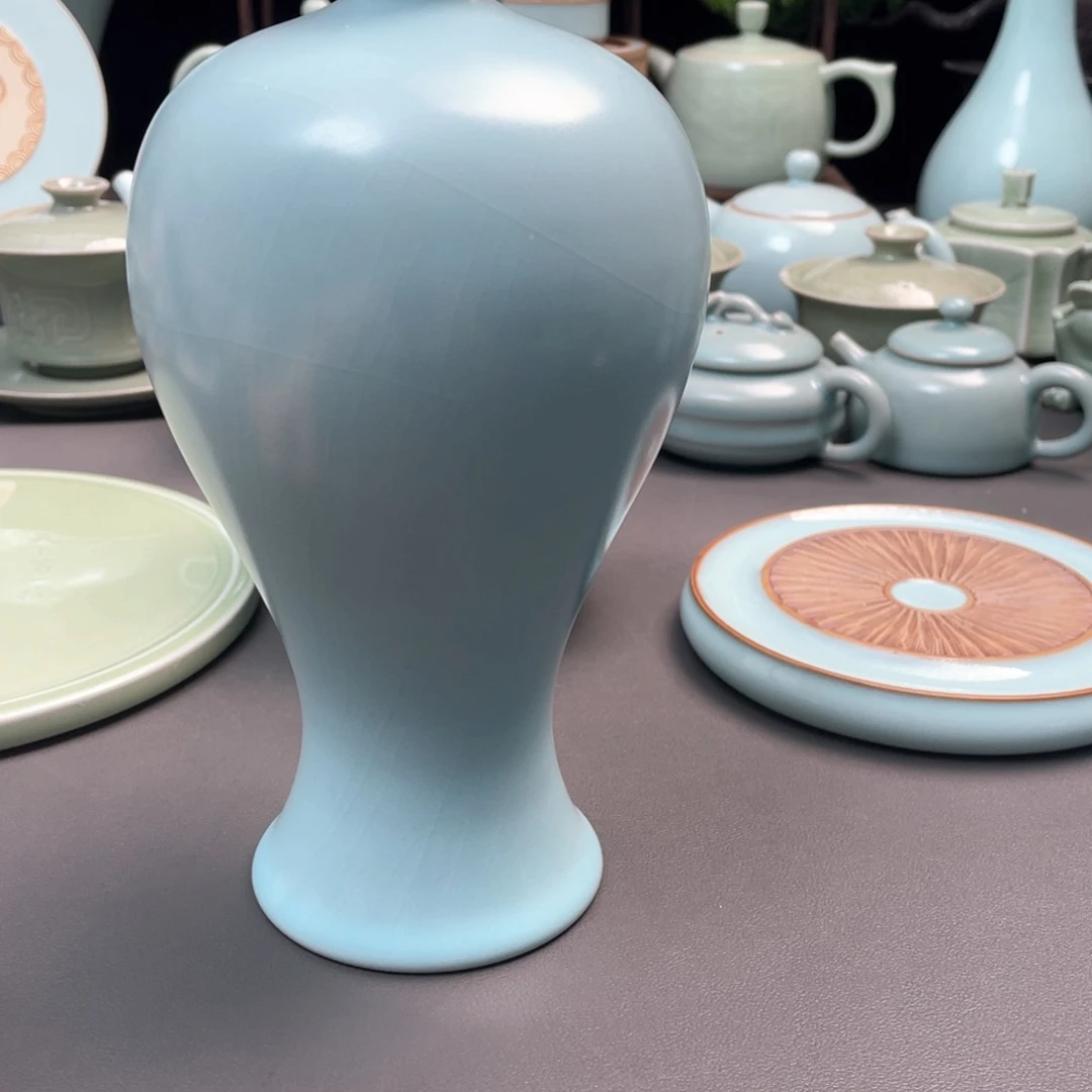 杯仿古釉全手工梅瓶微微瑕捡漏