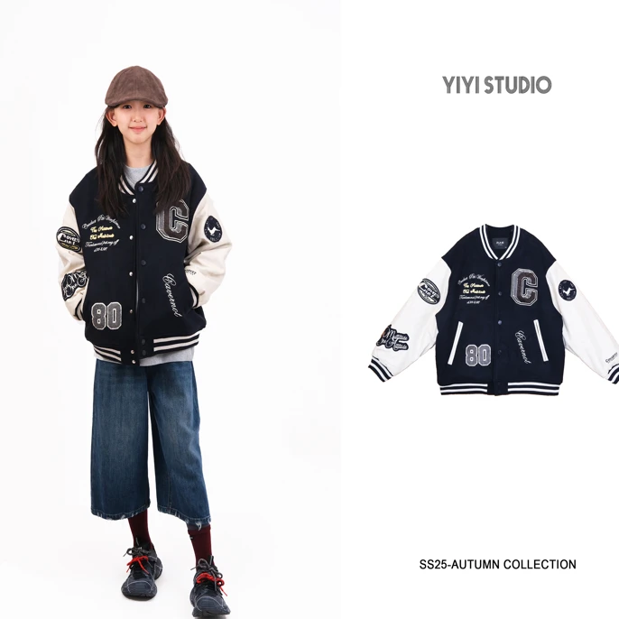 YiYi 童装藏青色棒球棉服0583