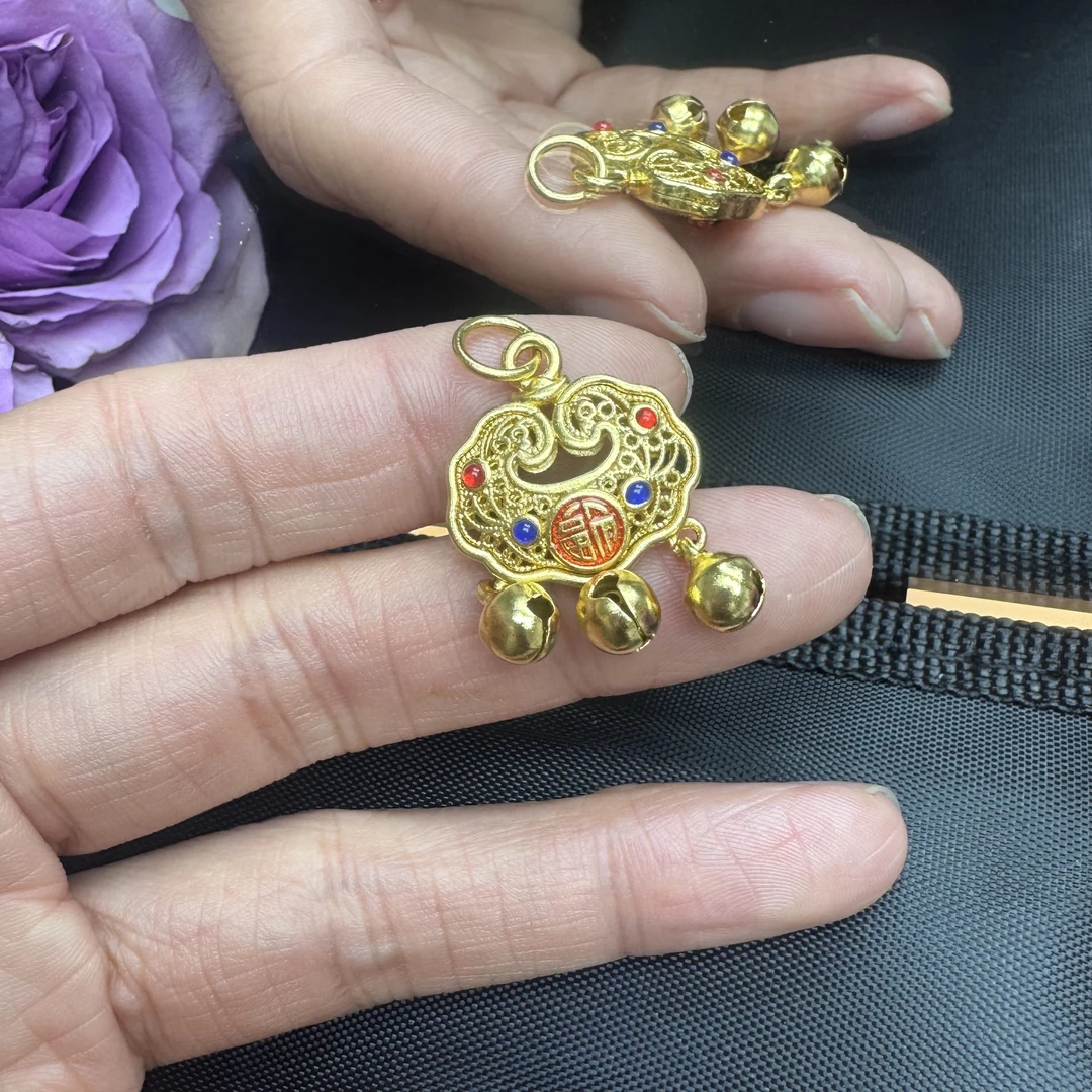 【丁老头甄选】长命福花锁吊坠60114