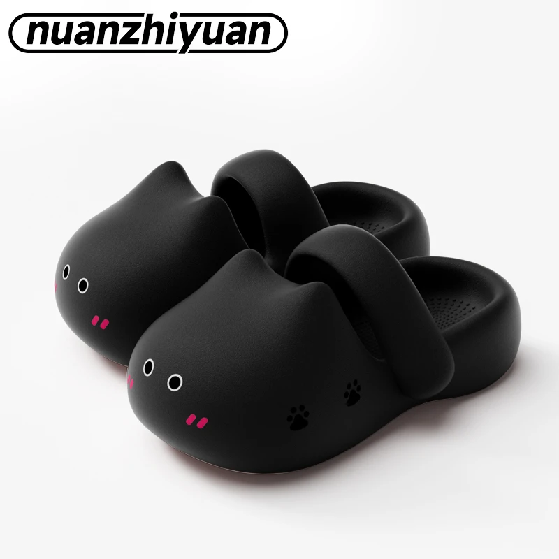 踩屎感洞洞鞋女士夏季2024新款外穿厚底增高跟防滑包头半拖鞋女款