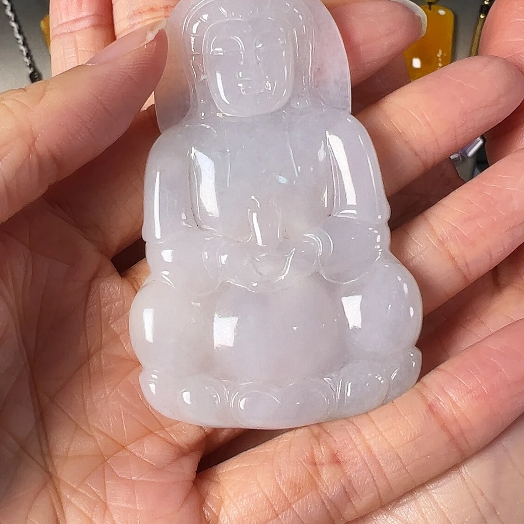 翡翠未镶嵌颈饰缅甸a货翡翠糯冰种观音