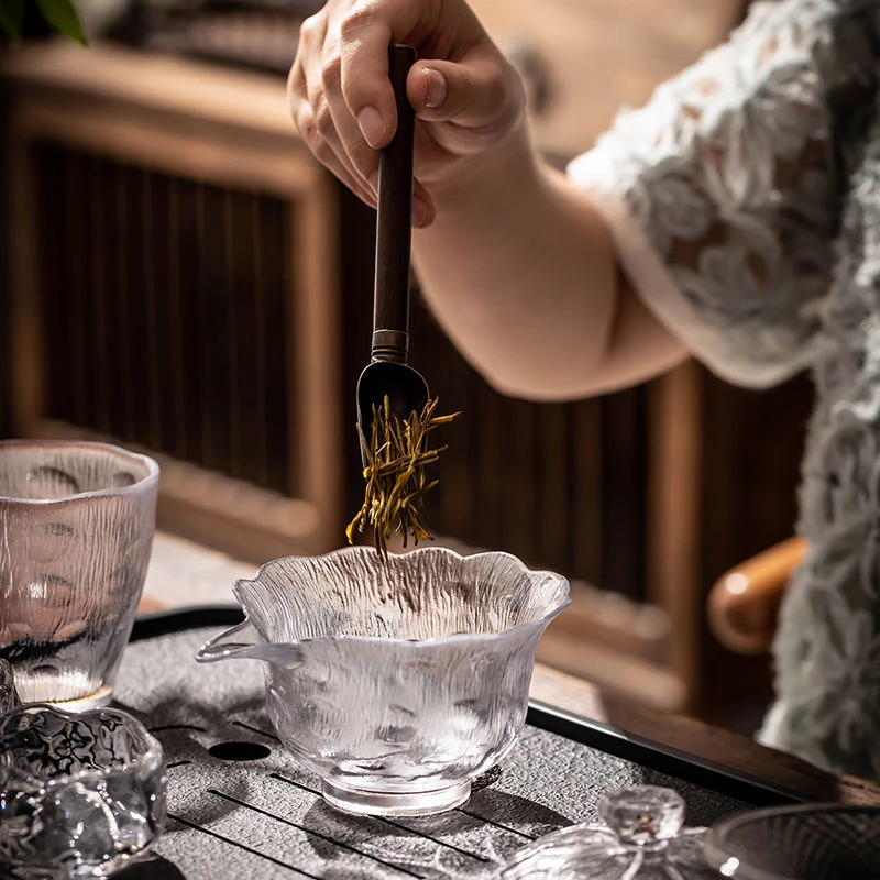 玻璃冰川纹功夫茶具家用冰冻烧泡茶手抓壶办公室琉璃盖碗茶杯新款