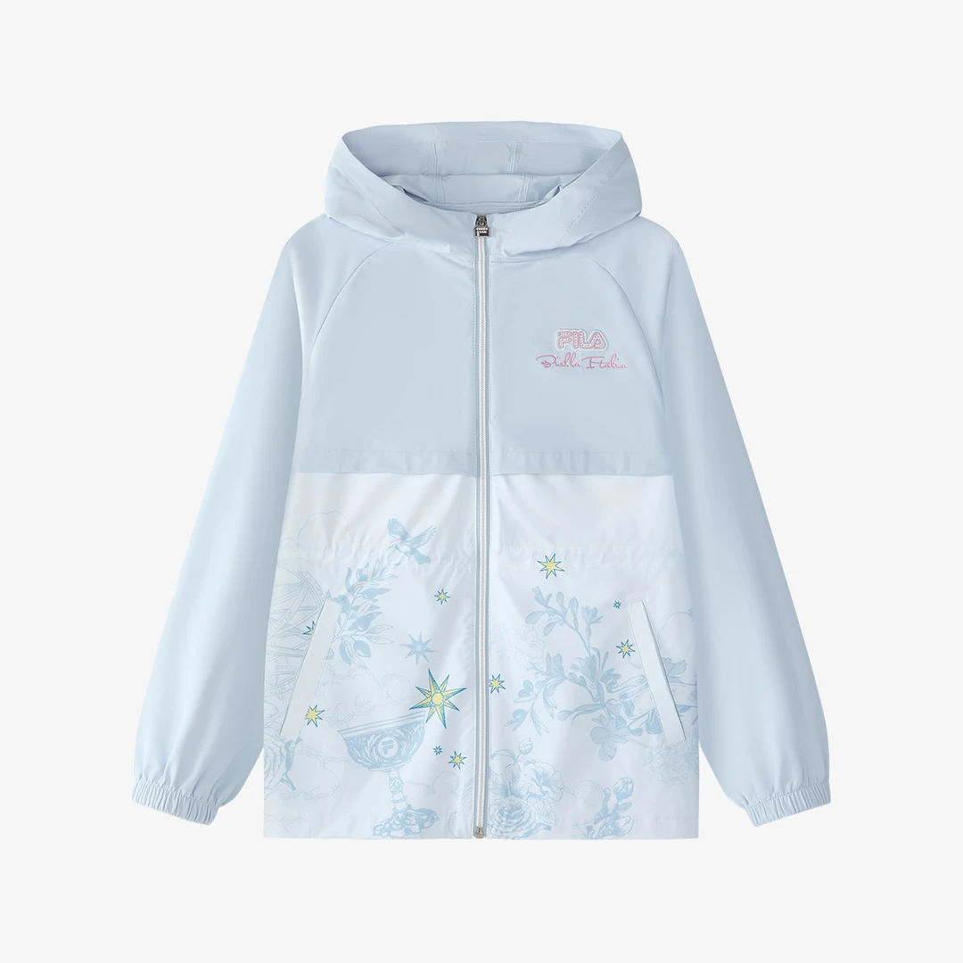 斐乐儿童秋季SP男女童拼接时尚欧若风连帽外套防风外套K12G512701