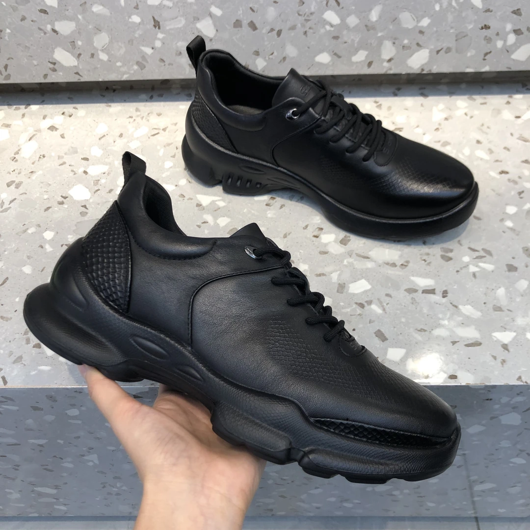 商务休闲风厚底皮鞋透气系带休闲皮鞋品质男款鞋轻便潮鞋百搭男生