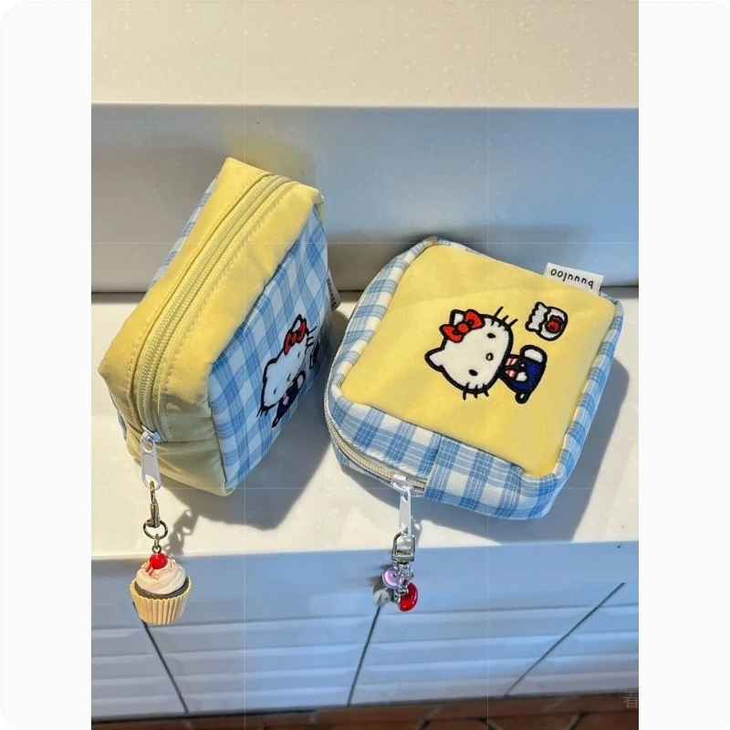 化妆包拼色可爱卡通小方包姨妈巾杂物内胆小包