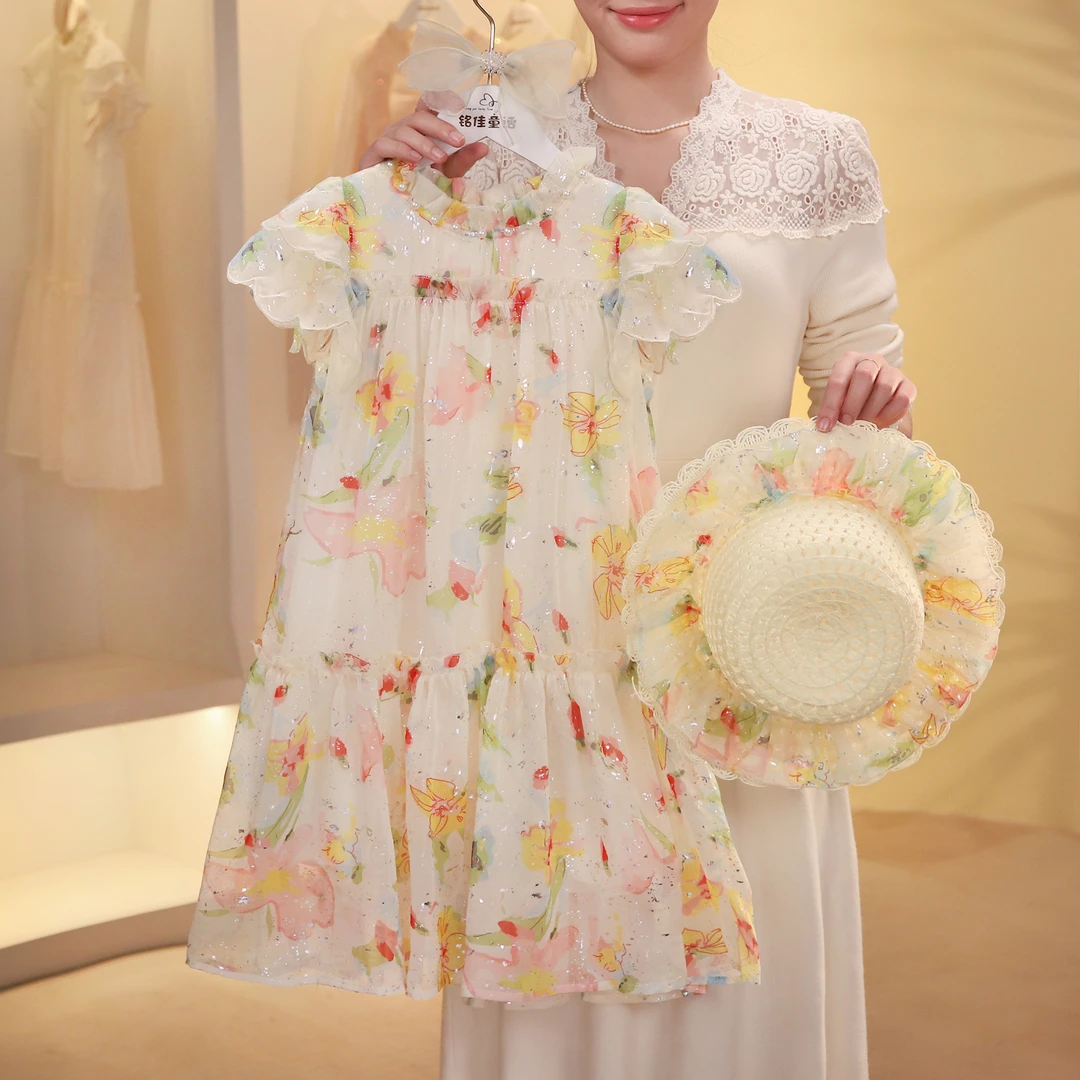 女童连衣裙2025夏季新款甜美小飞袖花海女孩连衣裙T4230001079
