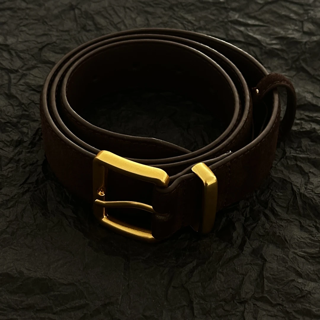 【冰美式】韩系翻毛皮头层牛皮宽腰带 03088