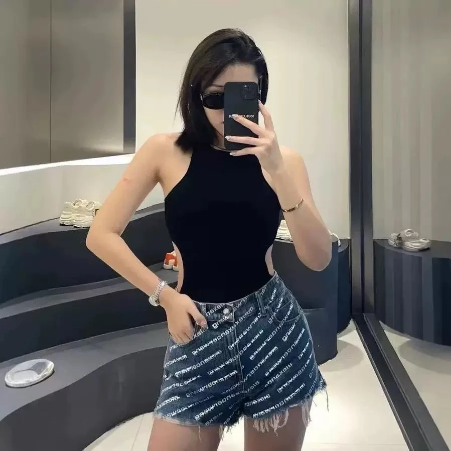 712 GZ设计感百搭时尚字母牛仔短裤