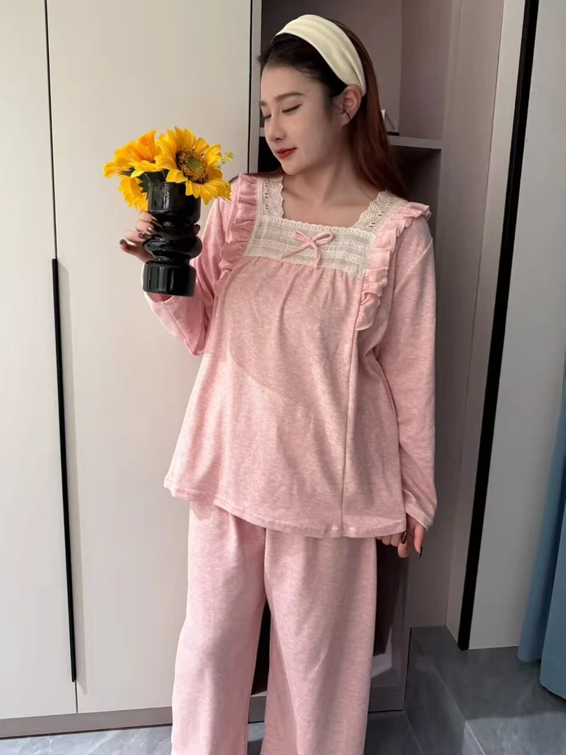 Cozy家大码睡衣女绵羊绒保暖薄绒薄款加宽裤腰亲肤可爱甜美家居服