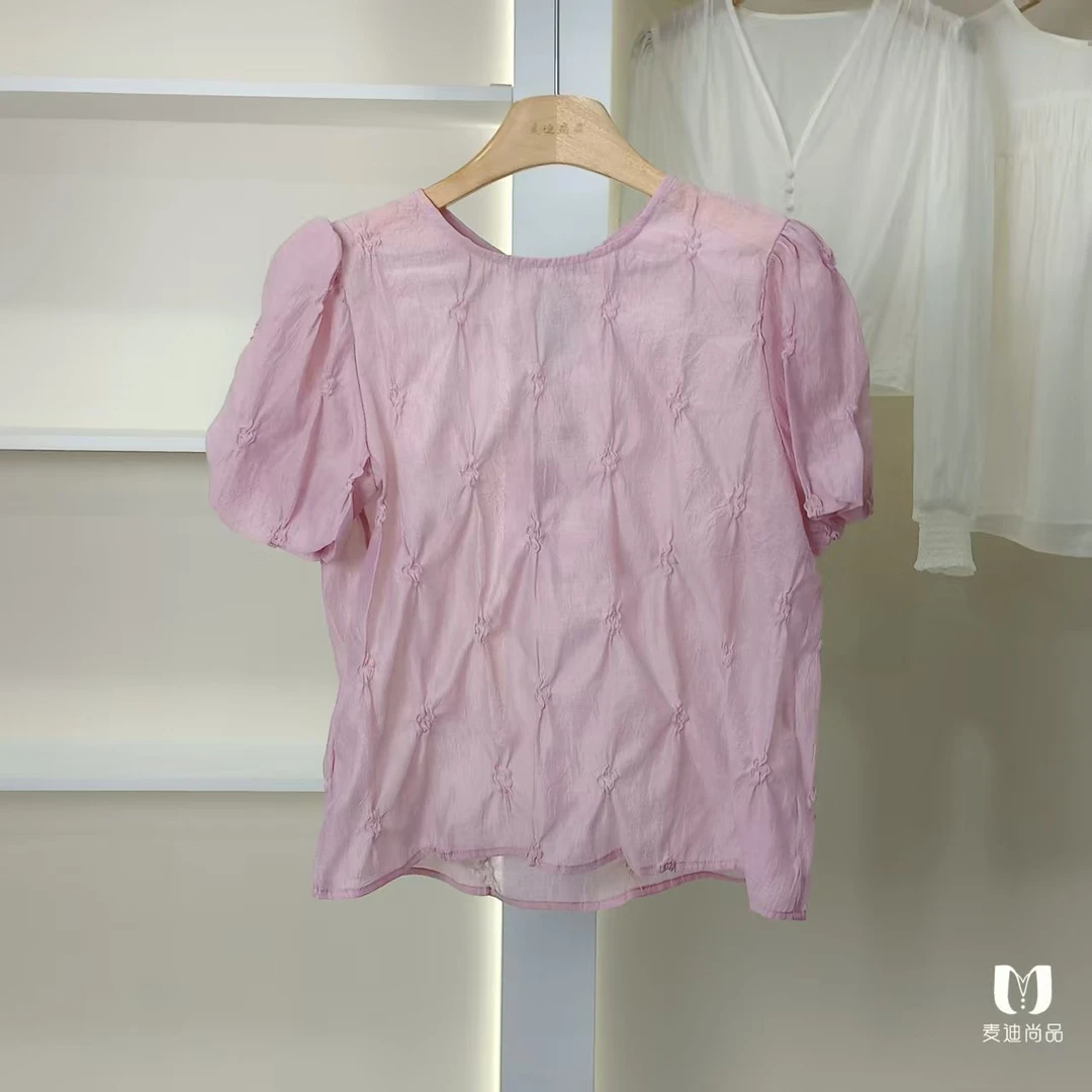 【麦迪尚品·品牌新款】50823137 夏季简约轻薄短袖小衫品牌女装