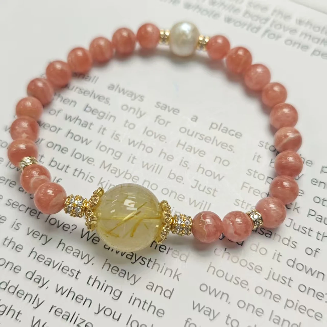 【转角遇到爱】红纹石金发晶顶珠手链6/14(多样发其一) YX215