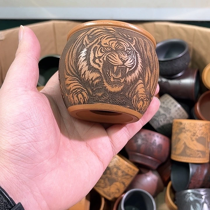 茶杯绿泥全手工紫砂主人杯