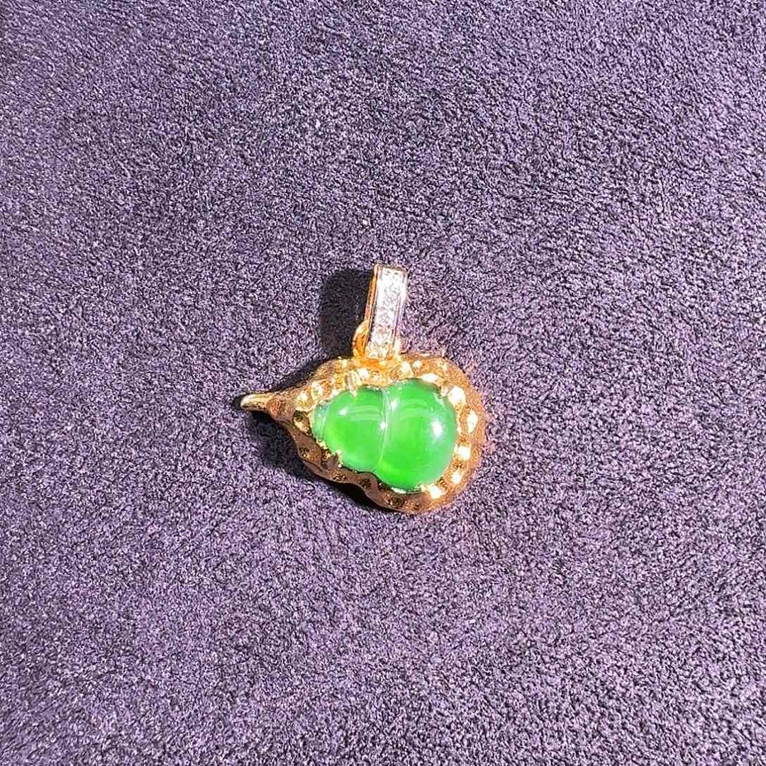 翡翠银S925镶嵌吊坠(不含链)葫芦