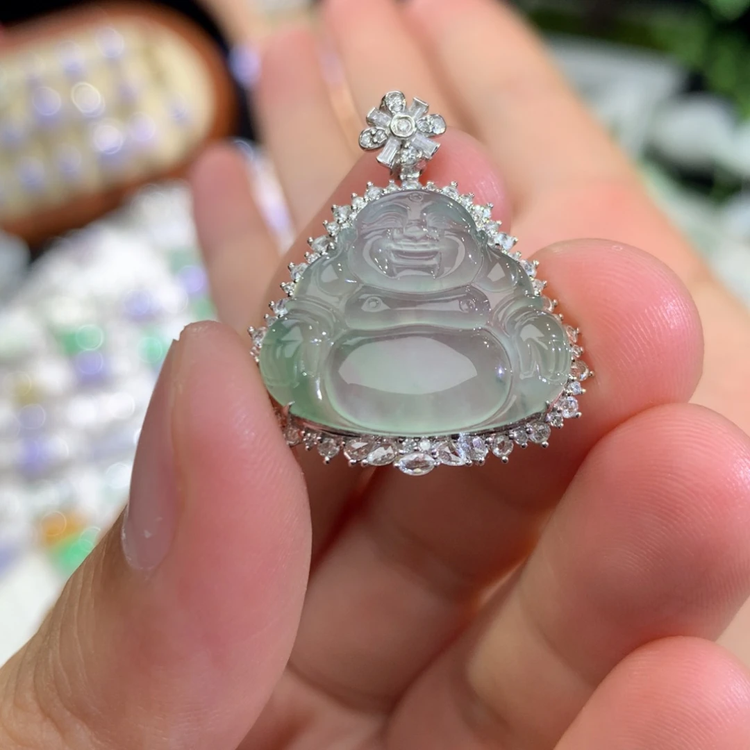 吊坠(不含链)18K金镶嵌翡翠佛公