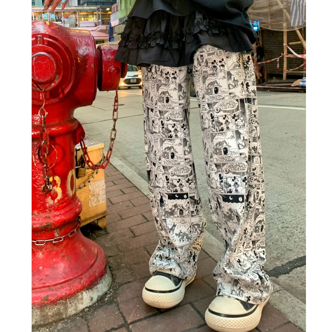 TG陶陶【陶格】春夏新款 设计师款百搭显瘦漫画休闲裤25A1K637