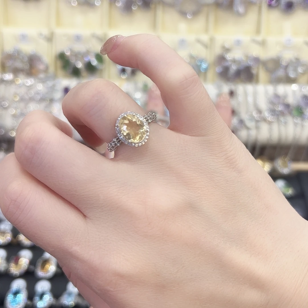 戒指银S925镶嵌黄晶