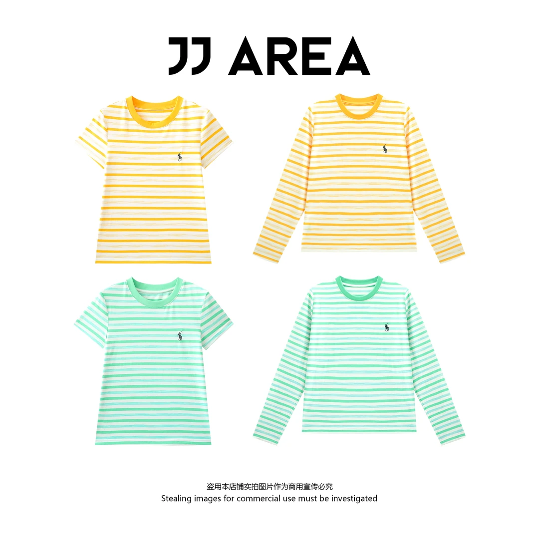 【JJ AREA】娇娇“春夏小清新”原创条纹定制刺绣短袖显白显瘦上衣