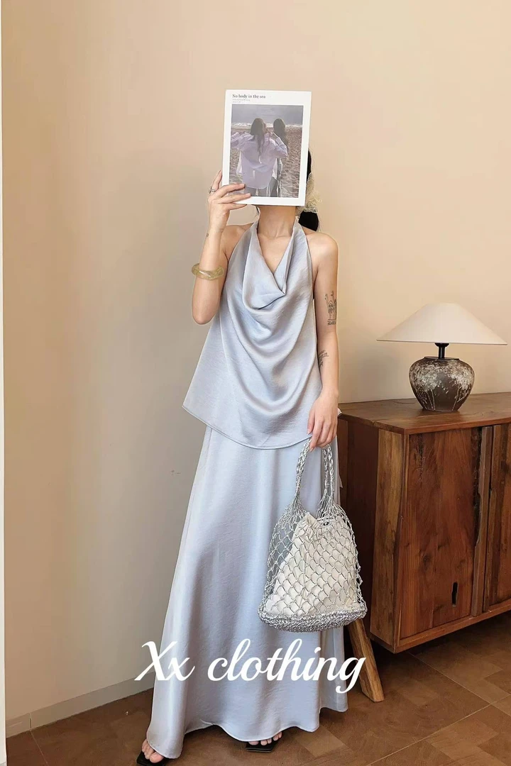 25年轻奢名媛夏季洋气简约女套装清冷感无袖小众设计师款套装服饰