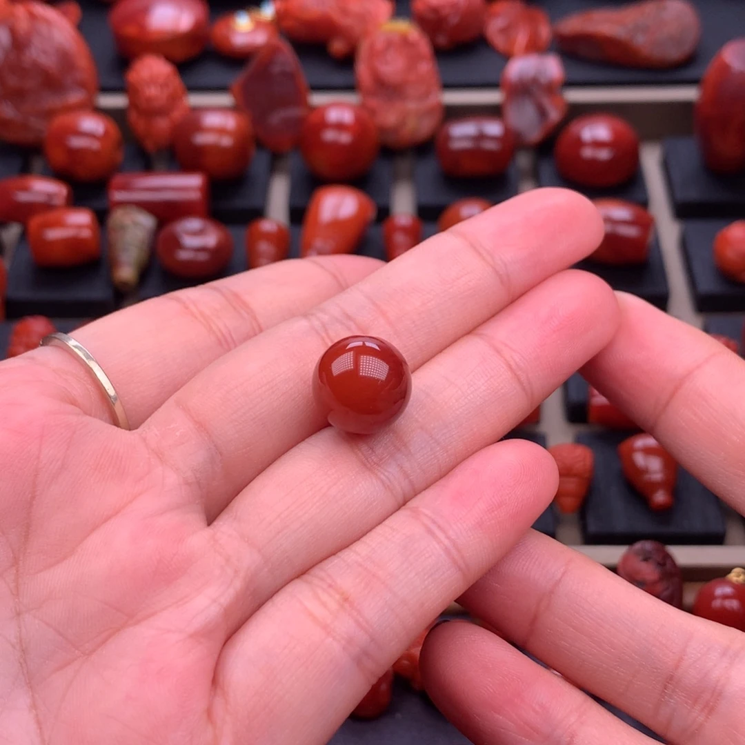 南红玛瑙未镶嵌川料瓦西原矿高品圆珠13mm