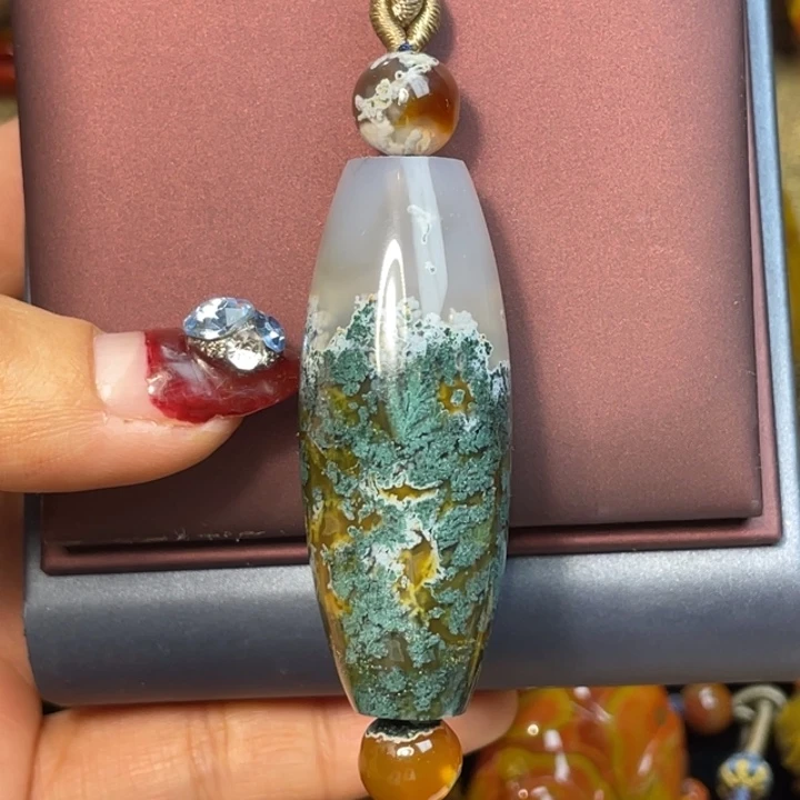 玛瑙/玉髓未镶嵌珠宝奇石收藏经典段天然水草天珠