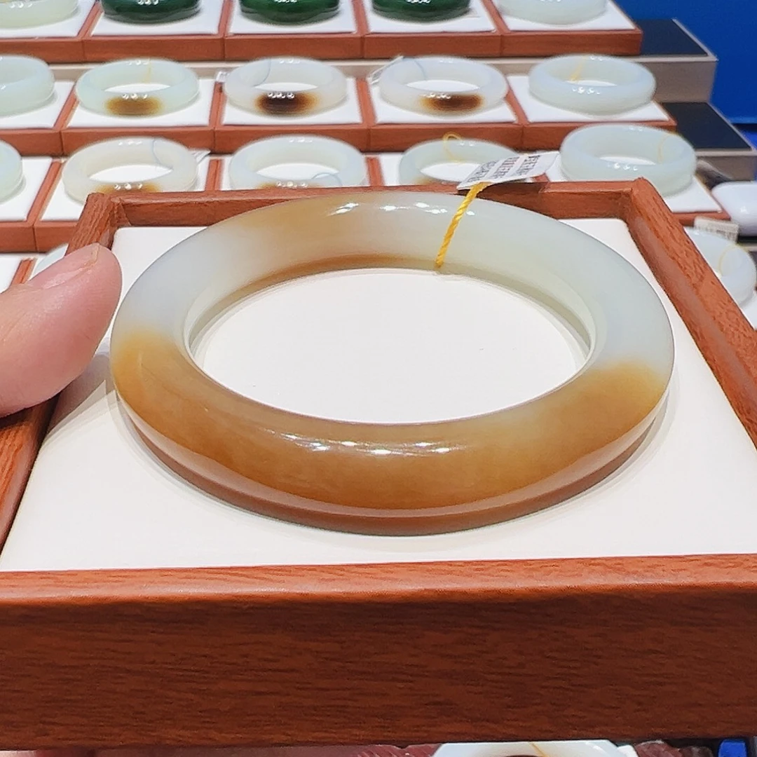 和田玉未镶嵌手镯天地糖5354