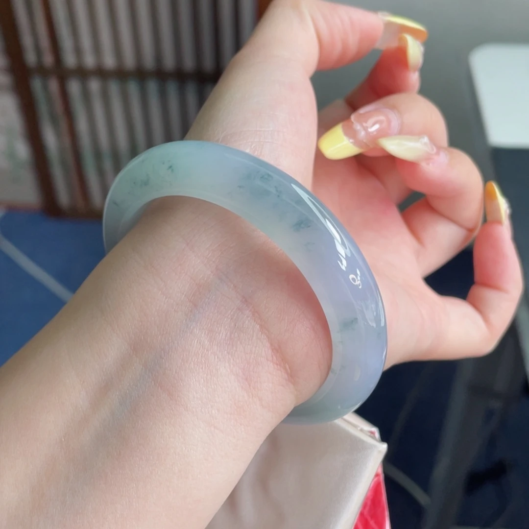 未镶嵌手镯翡翠54.97莫奈娇润紫 高颜值 微瑕捡漏20号