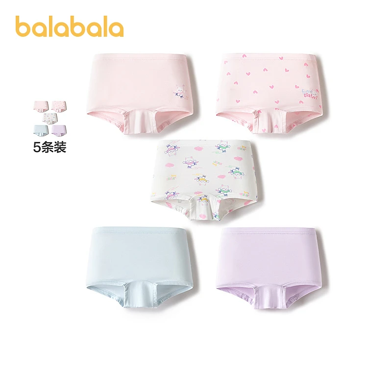 巴拉巴拉女童内裤棉平角夏季新款儿童四角短裤亲肤软萌舒适五条装