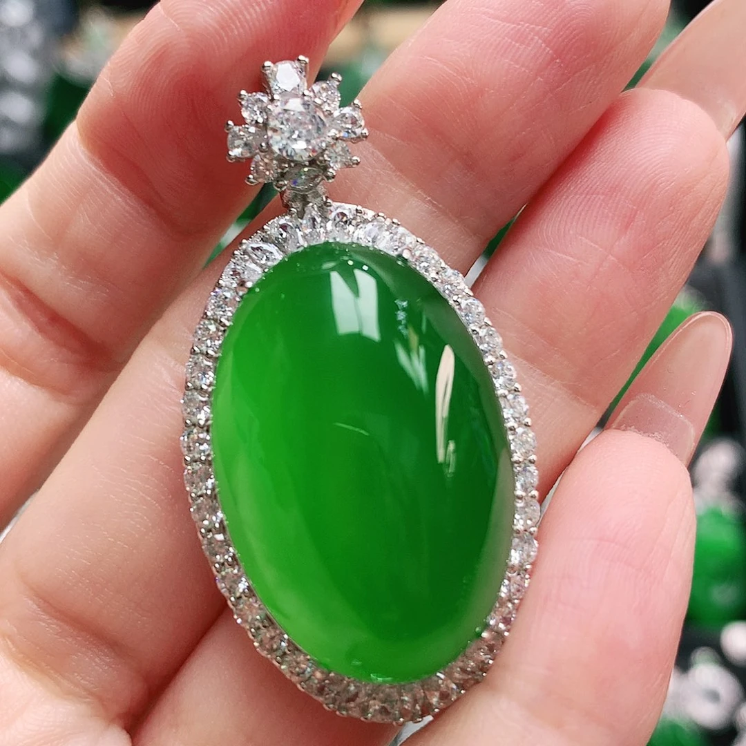 玛瑙/玉髓银S925镶嵌吊坠