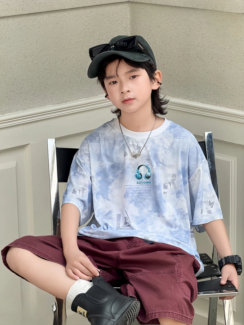 【小哥穿搭】男童短袖速干T恤舒适透气夏季中大童新款潮流印花71532