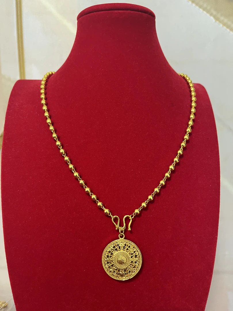 合金项链 精致百搭卡5新款金色圆珠项链吊坠链子饰品时尚潮流气质