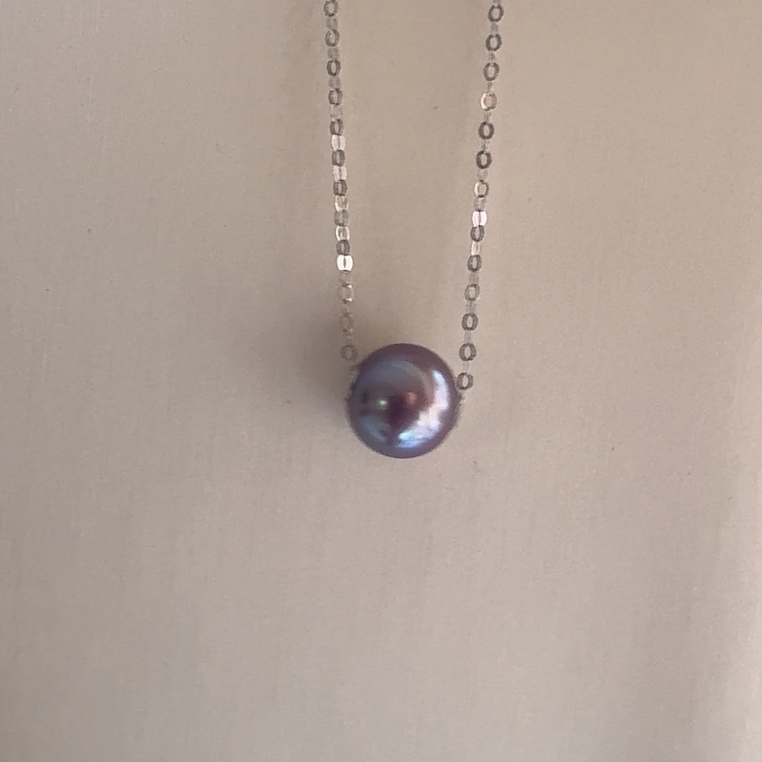 淡水珍珠18K金镶嵌颈饰9-10mm路路通