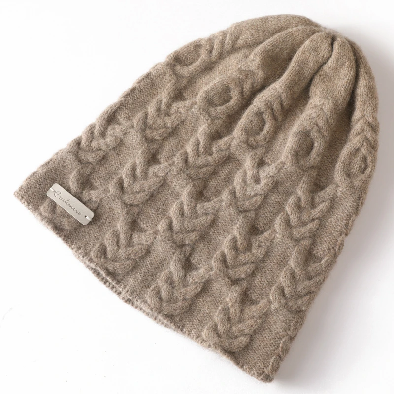 男女老少通用纯羊毛针织韩版秋冬季扭花包头帽加厚千金风帽子秋冬