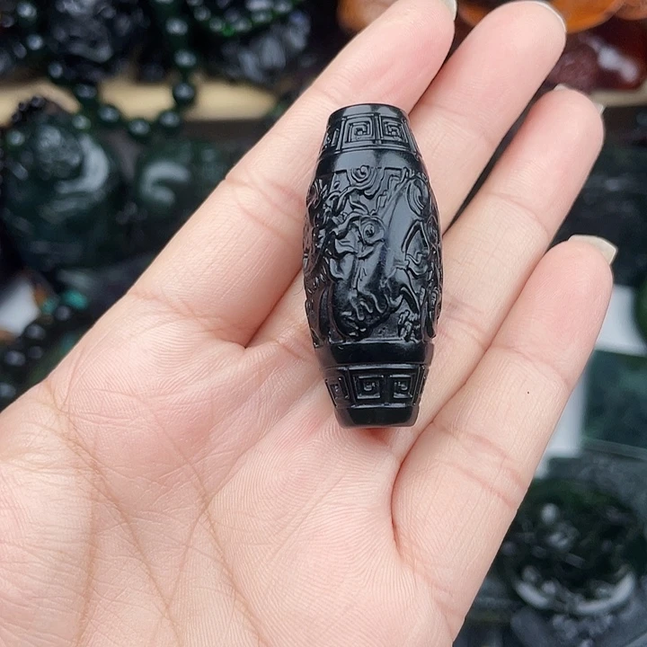 未镶嵌蛇纹石玉手串泰山玉天珠