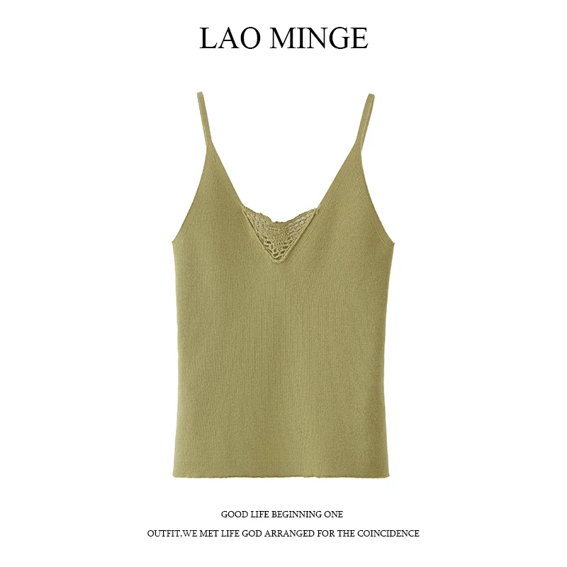 老敏哥100羊毛吊带女内搭打底针织背心春秋外穿v领上衣S0105229