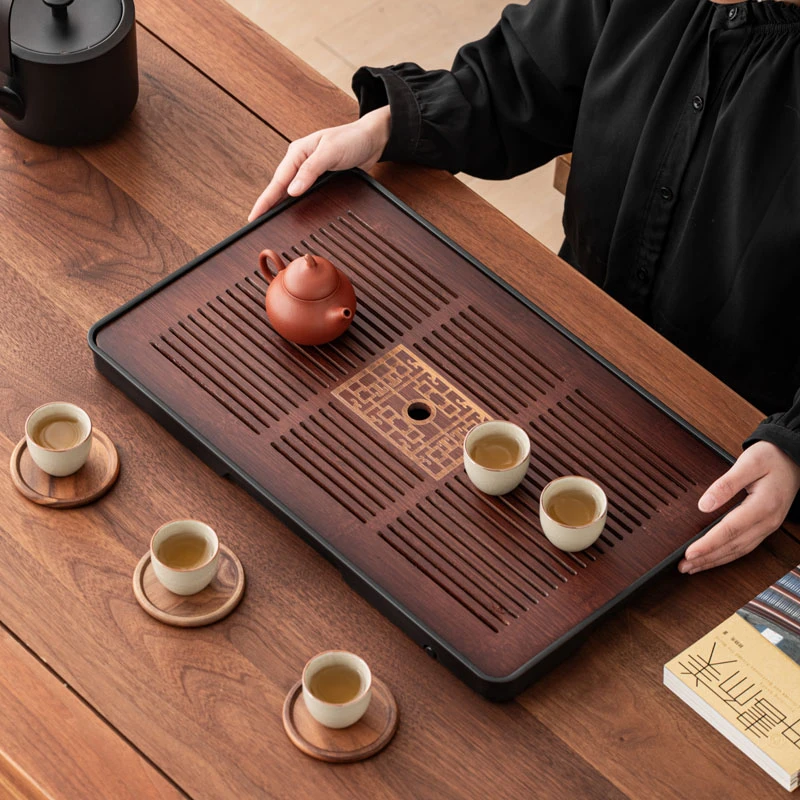 茶盘新一品50*30家用茶盘大号长方形竹制茶托盘桌面泡台干泡盘