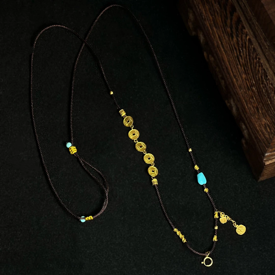 18K金五帝币流苏项链  G8910